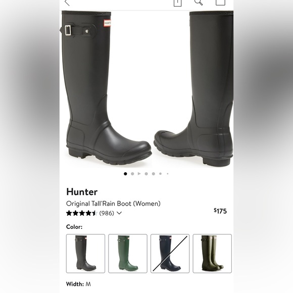 Hunter Original Tall Rainboot in Matte Black Size 10 - Picture 10 of 12
